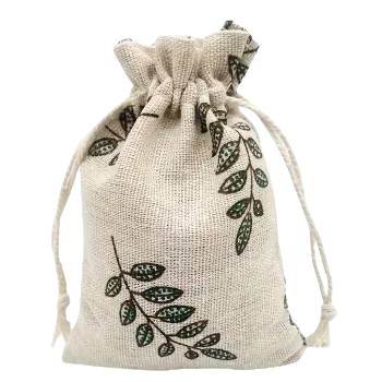 Dárková taška Lněný pytlík s listy (12,5 x 17,0 cm)