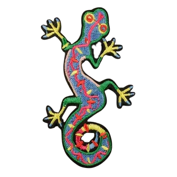 Nažehlovací nášivka - barevný gekon (5,0 x 8,8 cm)