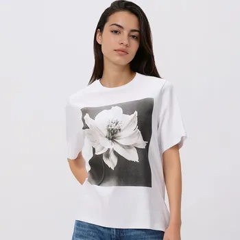 Dámské tričko Reserved - Bavlněné tričko s potiskem - bílá - 169HT-00C - 169HT-00C-X_S