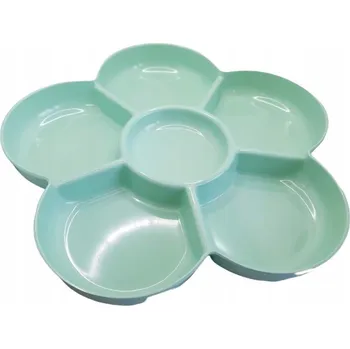 Melaminový tác se 6 přihrádkami, květinový motiv, zelený