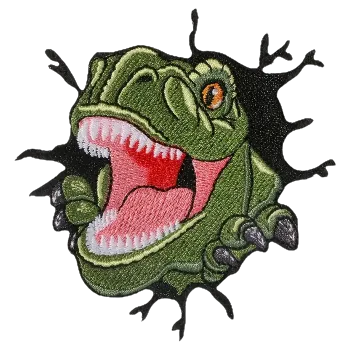 Nažehlovací nášivka - hlava tyranosaura (7,6 x 7,6 cm)