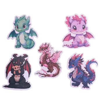 samolepka Samolepky - kreslení dráčci VII (sada 5 ks)