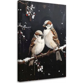 Obraz Obraz do obýváku, kuchyně, kanceláře, Ptáci sedící v noci na větvi 40x60