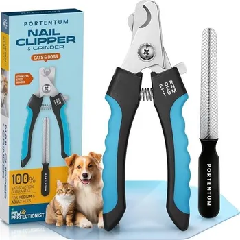 Kleštičky na drápky PORTENTUM pro psy a kočky s pilníkem na nehty, nerezová ocel, vysoce kvalitní