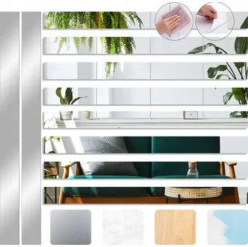 Zrcadlo SAMOLEPICÍ ZRCADLOVÉ SAMOLEPKY NA ZEĎ 5 CM X 50 CM, 10 KS ZRCADLO AKRYLOVÉ