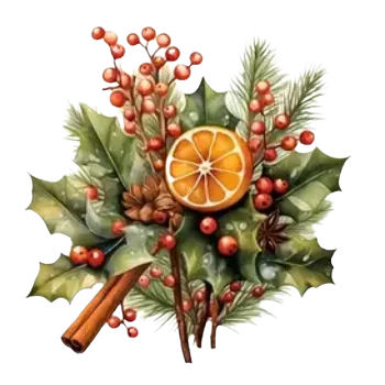 Vánoční dekorace Nažehlovací obrázek - vánoční kytice II (22,5 x 23,0 cm)