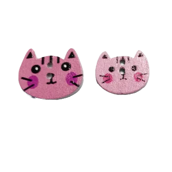 Knoflík Knoflík dřevěný kočičí hlava růžová, Velikost: větší