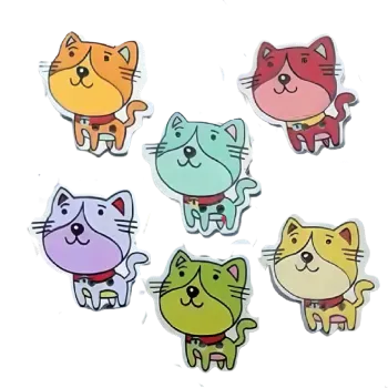 Knoflík Knoflík dřevěný kočička (2,50 x 2,5 cm), Barva: Modrá