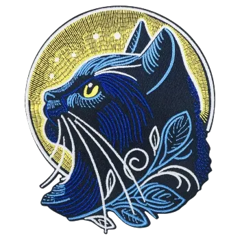 Nažehlovací nášivka - kočka a měsíc (12,0 x 10,4 cm)