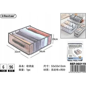 Úložný box Rest.aer - Šedý síťovaný organizér, 6 přihrádek, 32*32*12 cm
