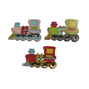 Knoflík Knoflík dřevěný lokomotiva, Barva: Červená