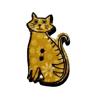 Knoflík Knoflík dřevěný sedící kočka XIV