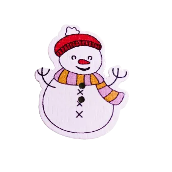 Knoflík Knoflík dřevěný sněhulák šála růžová-žlutá