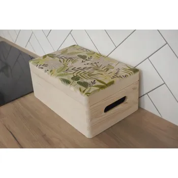 Úložný box Dřevěná bedýnka s víkem 30x20 UV potisk ZELENÉ LISTY