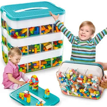 Úložný box Úložný box na LEGO kostky PIXEL 3patrový s přihrádkami 22 l