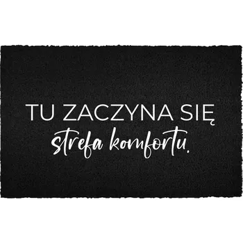Rohožka KOKOSOVÁ ROHOŽKA 40X60 ČERNÁ POD DVEŘE NÁPIS ZDE ZAČÍNÁ KOMFORT.