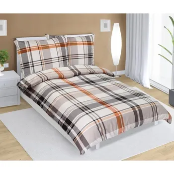 Povlečení Povlečení bavlněné 1 ks 140x200 cm + 1 ks 70x90 cm šedooranžové káro