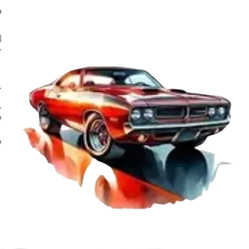 Nažehlovací obrázek - americké auto červené (10,0 x 6,6 cm)