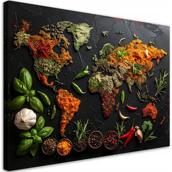 Obraz Obraz do kuchyně restaurace baru jídelny, Mapa světa koření 30x20