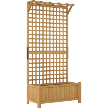 Vyvýšený záhonový květináč s mříží 90 x 45 x 183 cm | žlutý