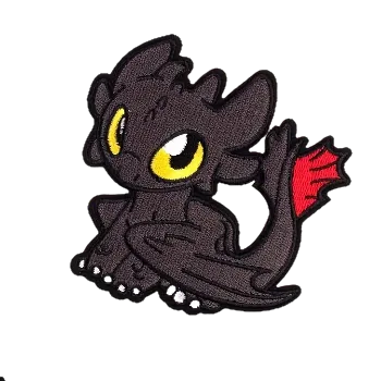 Nažehlovací nášivka - černý drak (9,0 x 9,0 cm)