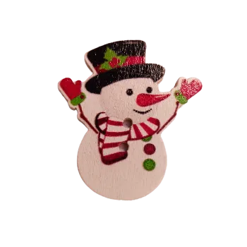 Knoflík Knoflík dřevěný - sněhulák (dva rozměry), Velikost: malý