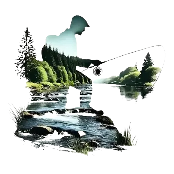 Textilní nažehlovací páska Nažehlovací obrázek - silueta rybáře I (22,0 x 19,66 cm)