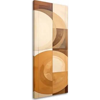 Obraz Obraz do obýváku, ložnice, kuchyně, Geometrické kruhy v béžových odstínech 30x90