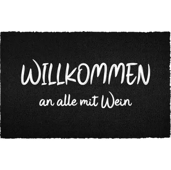 Rohožka Černá kokosová rohožka Vstupní do domu Vítejte s vínem Dárek 40x60