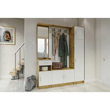 Předsíňová stěna VerDesign MÁŠE SET 2 předsíňová sestava, dub Artisan / bílá