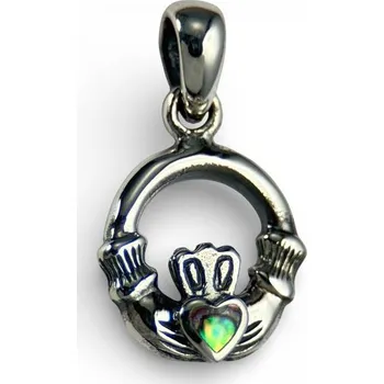 Přívěsek Claddagh, přívěsek, perleť, stříbro 925/1000