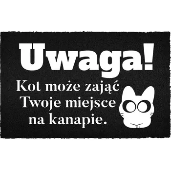 Rohožka KOKOSOVÁ VSTUPNÍ ROHOŽKA 40X60 CM DEKORATIVNÍ STYLOVÝ POTISK DOMU ČERNÁ