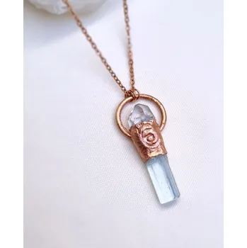 Náhrdelník Akvamarín a topaz - přírodní krystaly - autorský šperk/náhrdelník ŠPERKY S PŘÍRODNÍMI KRYSTALY