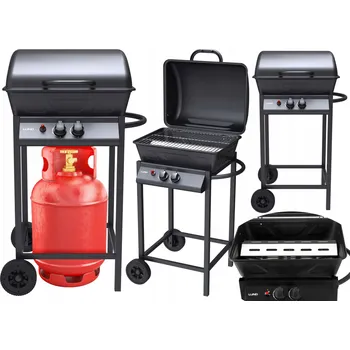 Zahradní gril Plynový gril Lund 2 hořáky 5,5 kW černý ocelový rošt