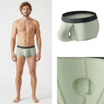 Pánské spodní prádlo Pánské bambusové boxerky Manview zelené Velikost: L;L-XL PushUp; Bambusové