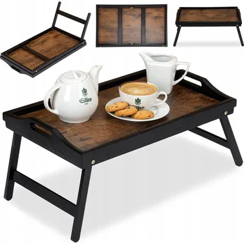 SNÍDAŇOVÝ PODNOS ROZKLÁDACÍ DŘEVĚNÝ DO POSTELE STOLEK