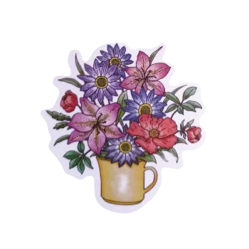 samolepka Samolepky - květiny v nádobě II (sada 5 ks)