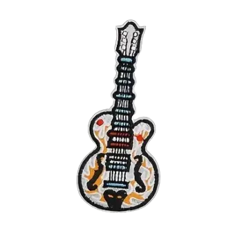 Nažehlovací nášivka - bílá kytara (4,9 x 11,0 cm)