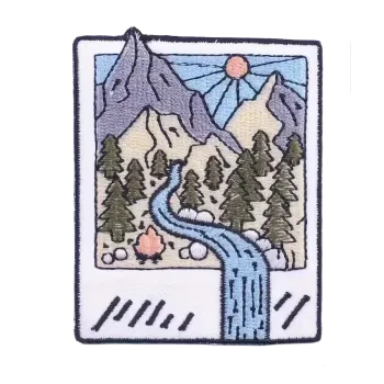 Nažehlovací nášivka - horská krajina (5,5 x 7,1 cm)