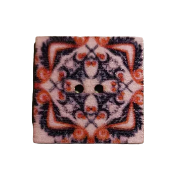 Knoflík Knoflík dřevěný čtverec s ornamenty X