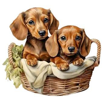 Samolepící dekorace Vinylová samolepka - jezevčíci (14,0 x 13,0 cm)