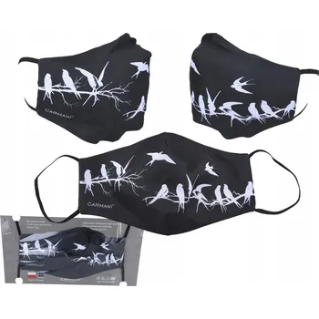 rouška OCHRANNÁ ROUŠKA NA OBLIČEJ PTAČÍ VZOR ČERNÁ CARMANI OPAKOVANĚ POUŽITELNÁ DÁREK