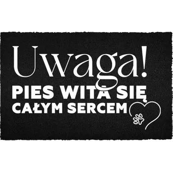 Rohožka KOKOSOVÁ VSTUPNÍ ROHOŽKA ČERNÁ DO DOMU VESELÝ DÁREK PES VÍTÁ