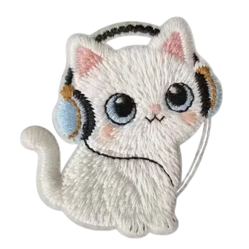 Nášivka Nažehlovací nášivka - kočka se sluchátky I (4,5 x 6,0 cm)