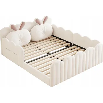 Postel Jednolůžková dřevěná postel Arhatreya 140x200 v odstínech béžové