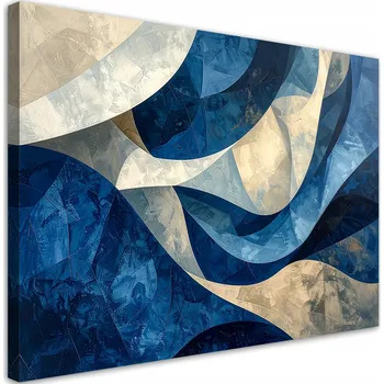 Obraz Obraz do obýváku, ložnice, kanceláře, Vlny Abstrakce modrá béžová 90x60