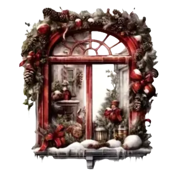 Vánoční dekorace Nažehlovací obrázek - vánoční okno IV (19,6 x 23,0 cm)