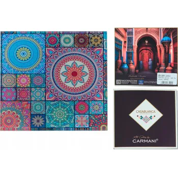 Podtácek SKLENĚNÝ PODTÁCEK POD HRNEK MAROCKÝ VZOR DEKORATIVNÍ NA STŮL DÁREK BOX