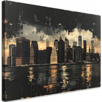 Obraz Obraz do obýváku kanceláře, New York Skyline město v retro stylu 90x60