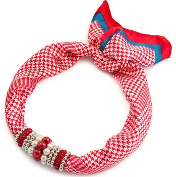 Šátek Magotex Šátek s bižuterií Letuška - červeno-bílý s potiskem